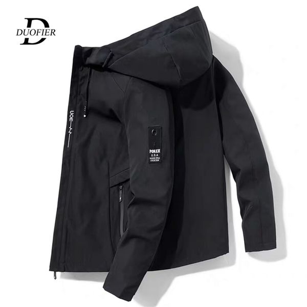 

men's hooded windbreaker jacket men fashion color matching bomber pilot jacket autumn arrival casual man windproof coat 210818, Black;brown