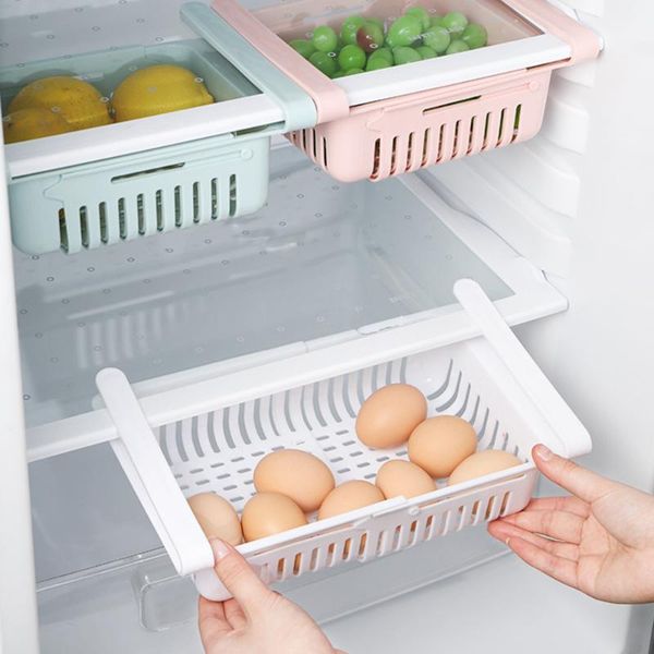 

storage bottles & jars 1pc adjustable stretchable fridge organizer drawer basket refrigerator pull-out drawers fresh spacer layer kitchen ra