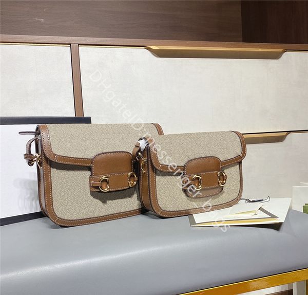 

2021 lady fashion handbags shoulder bags letter genuine leather classic retro all-match simplicity horsebit brown crochet saddle messenger b