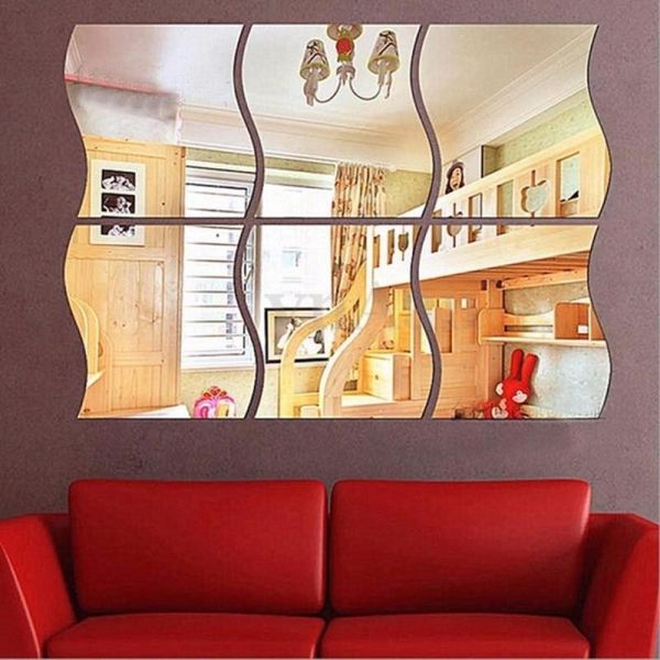 

wall stickers 6pcs/set diy removable home room mirror sticker art decor decoration bathroom