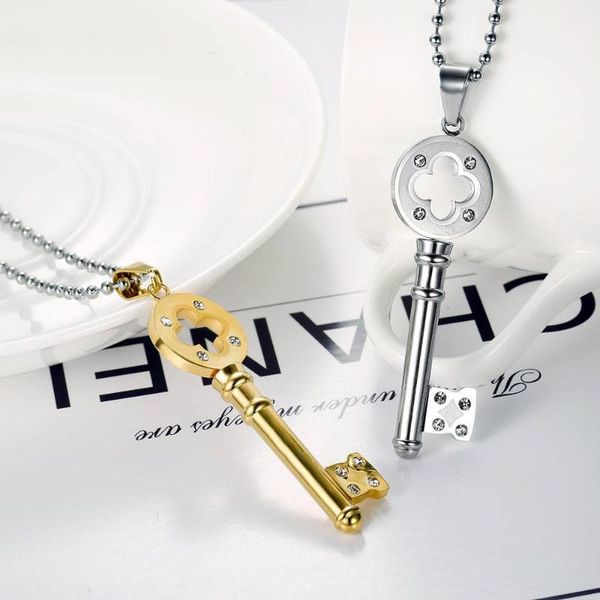 

pendant necklaces all-match fashion key lock cute stainless steel women'snecklaces pendants girlfriend womans jewelry creativity gift w, Silver