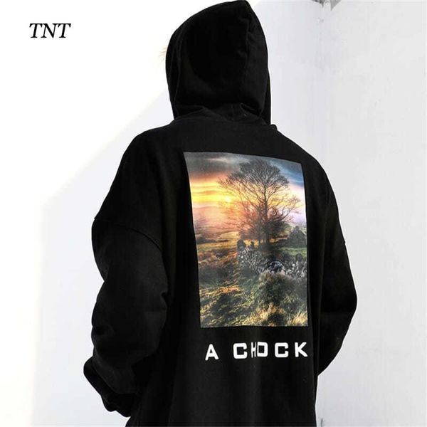 

men's hoodies & sweatshirts tnt pullover fashion oil painting print sweater 2021 fall hip-hop gothic streetwear super dalian hoodie swe, Black