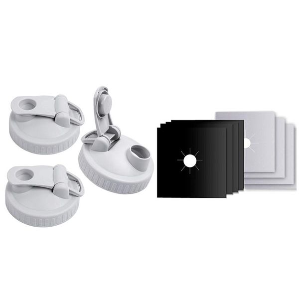 

kitchen storage & organization 3pcs wide mouth mason jar flip lid with 8pcs gas hob range protectors stoveburner