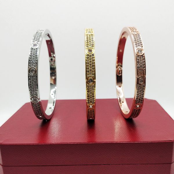 

6mm luxury snap jewelry bangle love bracelets with full diamonds gold silver bracelet for birthday couples gift, Golden;silver