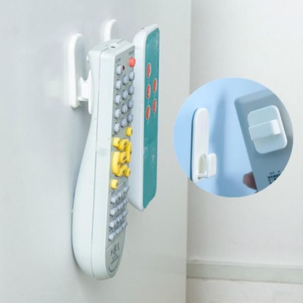 

hooks & rails 4pcs/set plastic sticky hook set air conditioner tv remote control key practical wall storage strong hanger holder