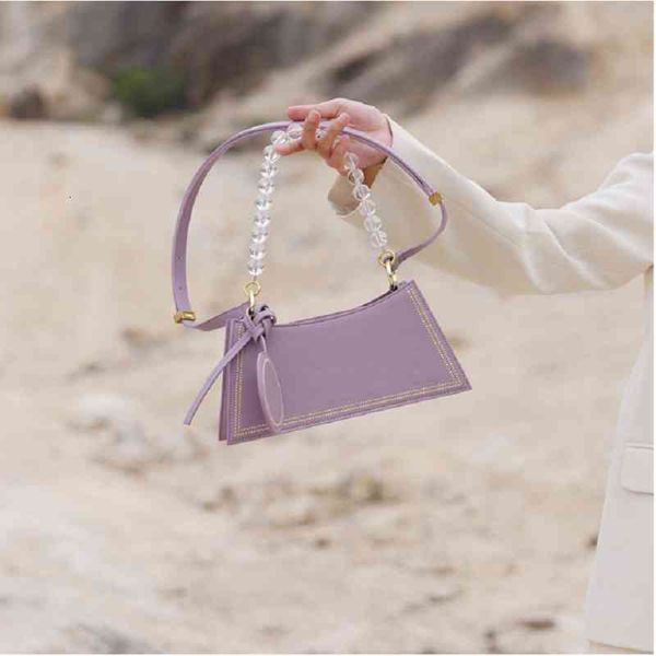 

evening bags transparent pearl embroidered baguette underarm female spring 2021 wild one-shoulder messenger portable small square