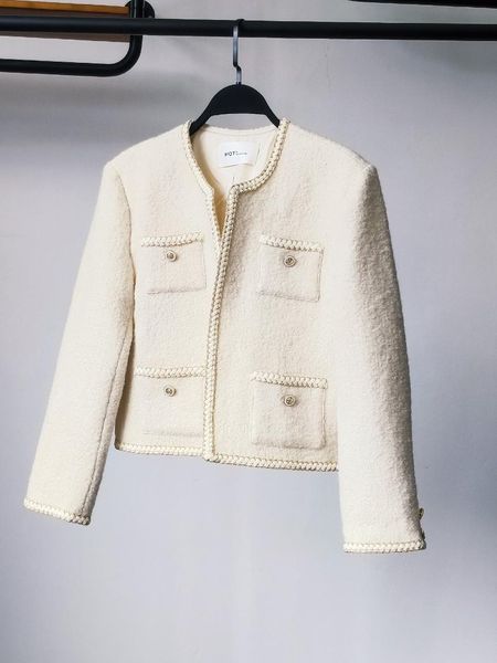 

women's suits & blazers sincere 2021 autumn small fragrance outer suit horse sea hair solid color, White;black