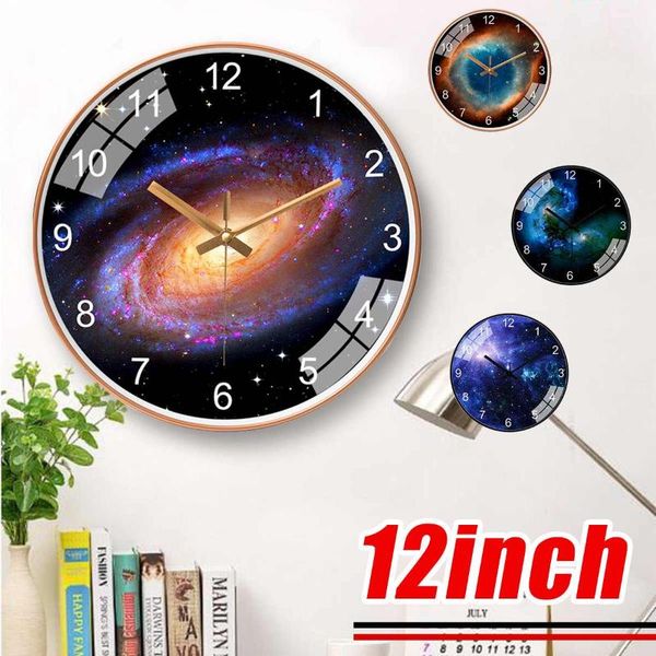 

wall clocks 12 inch clock simple nordic star wood round abs for bedroom mute watch home decor 30cm silent