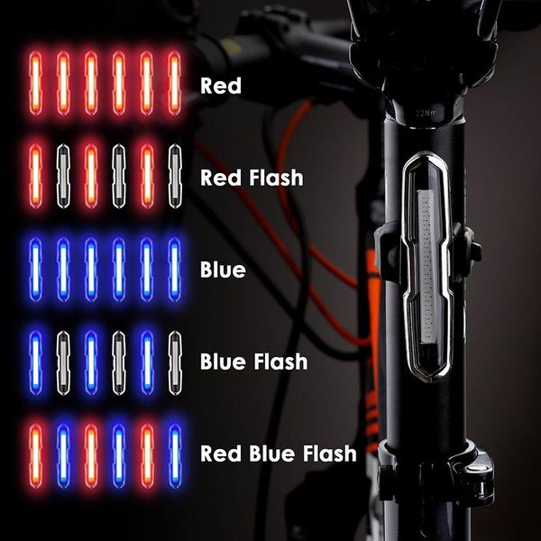 

bike taillight usb led bicycle blue red dual color temperture waterproof cycling light with memory function lights