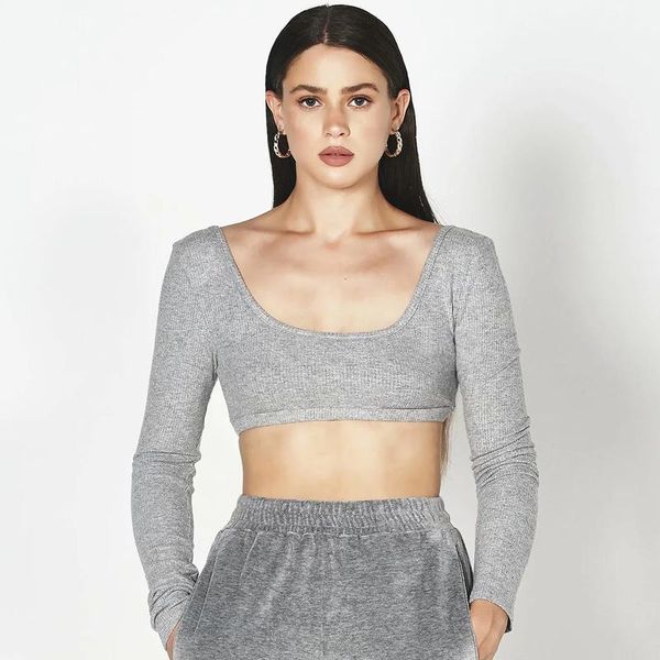 

women's t-shirt women ribbed super crop with scoop front and back, White