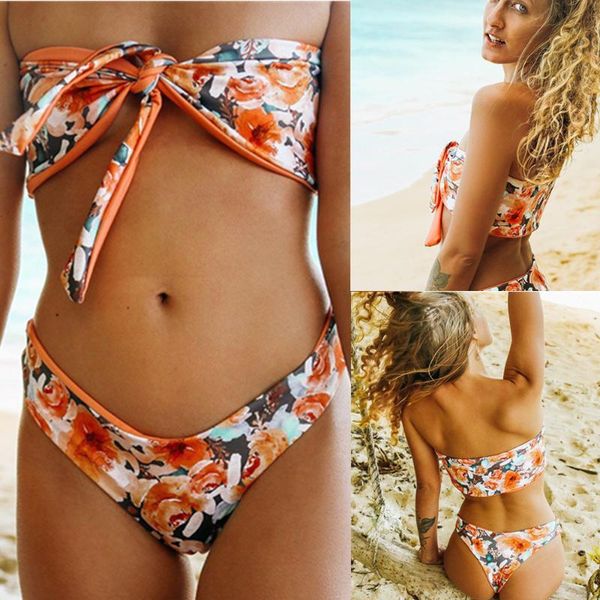 

women's swimwear 2021 swimsuit double-layer fabric gathered tube female split 2-piece set, White;black