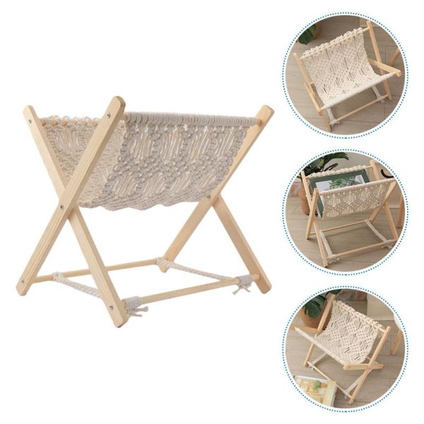 

hooks & rails cotton rope woven storage rack unique book stand magazine organizer