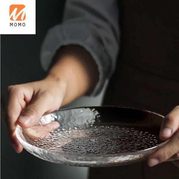 

japanese style hammer pattern glass tableware round household desserts dim sum plate cold dish dinner salad storage bottles & jars