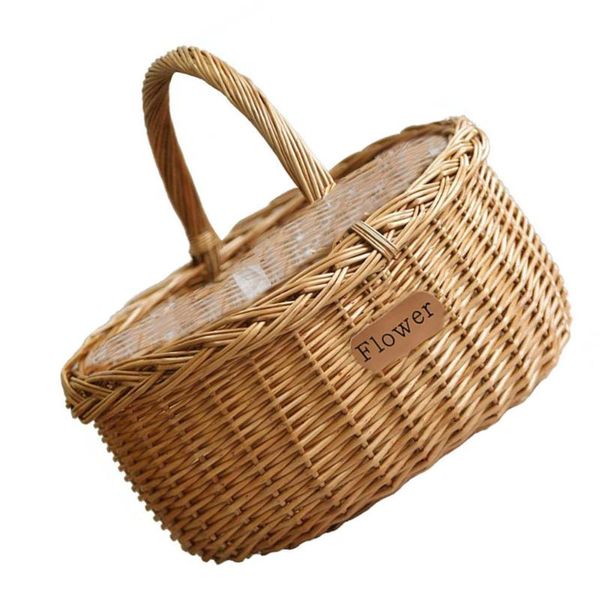 

storage baskets 1pc hand-woven wicker basket fruit po prop picnic
