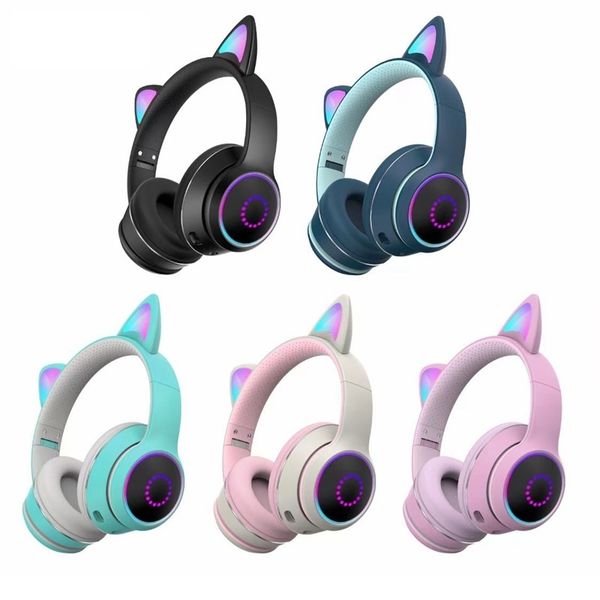 

akz-k26 headset cat ear wireless bluetooth headset rgb luminous stereo running headset tf wholesale