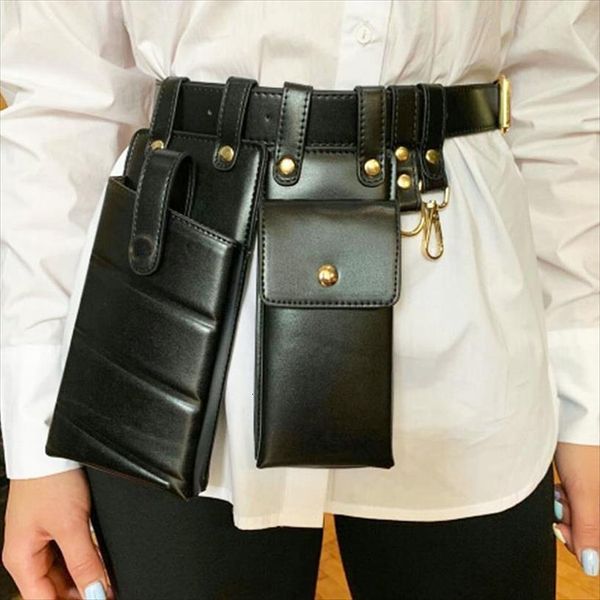 

women waist pack leather bags fanny belt crossbody for casual chest female purse