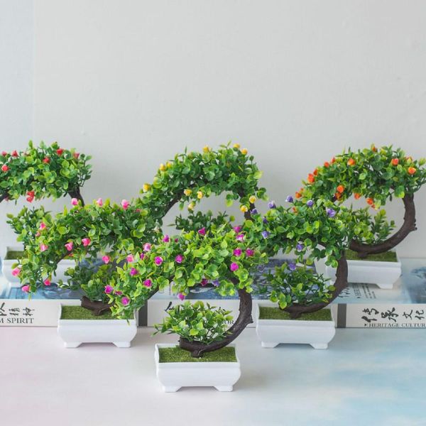 

decorative flowers & wreaths 19x19cm artificial small tree with potted bonsai home flower arrangement fake plants mini desktop