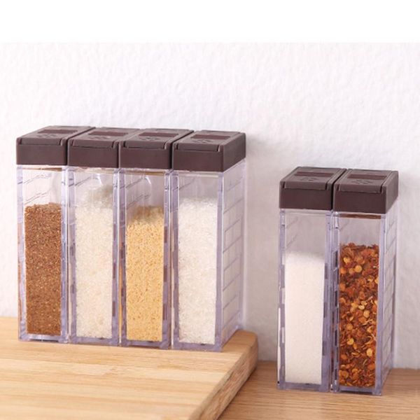 

storage bottles & jars transparent spice jar box plastic seasoning lid sugar layer home finishing kitchen tools bottle