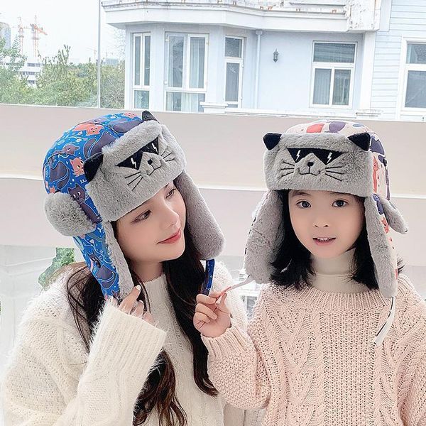 

caps & hats 2021 winter bomber fur windproof earflap children family animal russian hat earmuffs ear flap warm cap1, Yellow