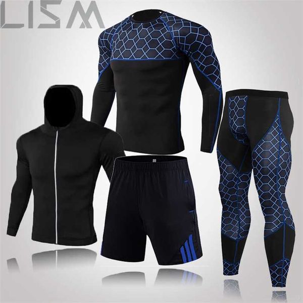 Hohe Qualität Winter Männer Sport Lauf Kompression Anzug Mesh Strumpfhosen Sportswear Gym Fitness Unterwäsche Track Anzug Sportswear 211110