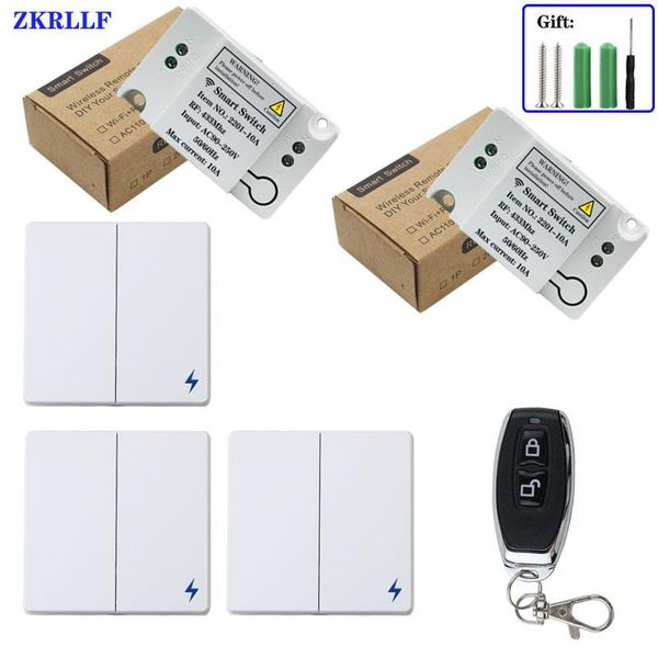 

smart home control 433mhz universal ac 110v 220v receiver wall button switch and remote rf transmitter for led light ceiling lamp diy