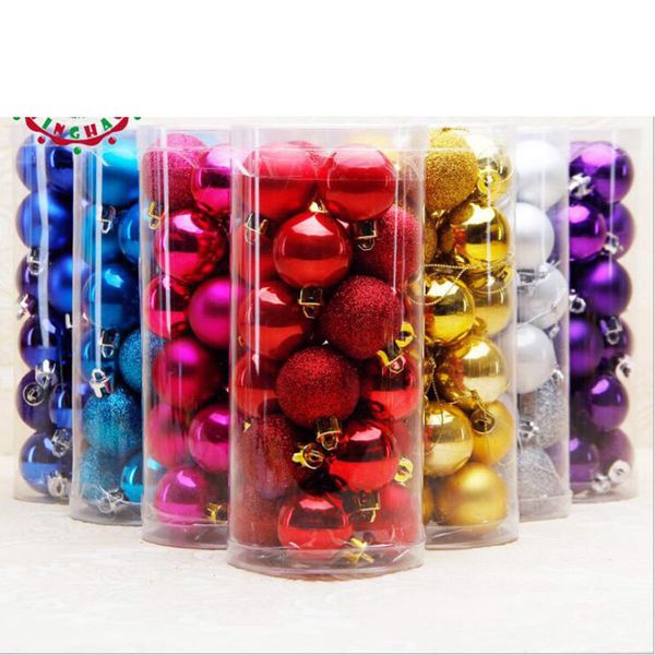 

factory outlet christmas decoration 24pcs/pack 4cm christmas tree decor ball bauble hanging xmas party ornament decorations for home christm