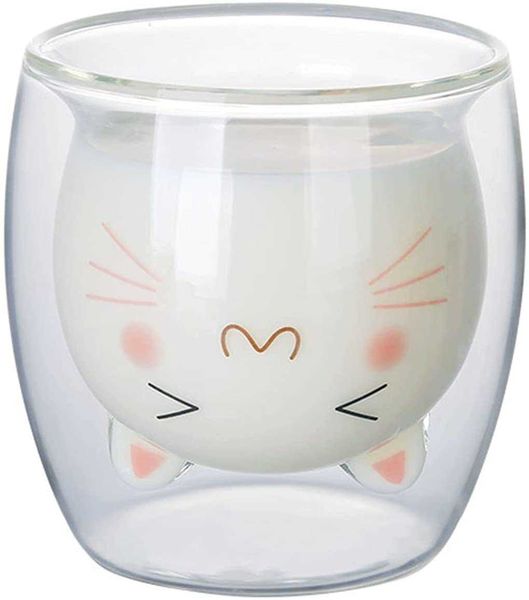 

glass cup double-layer cute bear mug creative for office