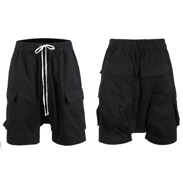 

summer new dark harlem pants trend street drawstring lace loose classic men's multi bag harlem shorts, White;black