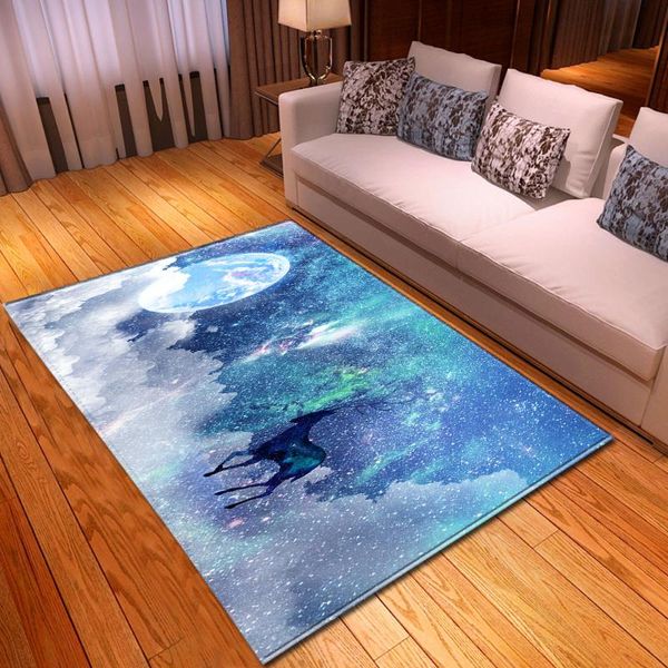 

carpets modern deer living room carpet home decor kids bedside area rugs floor mat flannel non-slip 3d universe nebula and