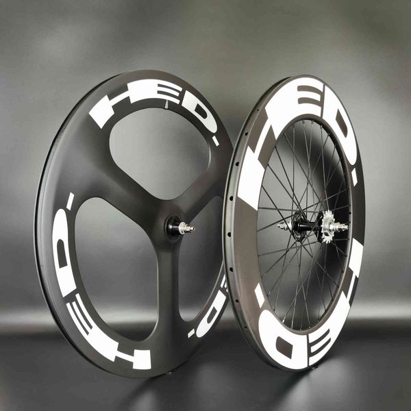 

hed 700c carbon wheels front tri-spoke rear 88mm wheel track/rod bicycle wheelset clincher/tuabular carbon wheels with ud matte finish