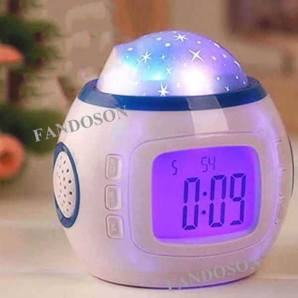 

desk & table clocks led alarm clock digital colorful projection with night light star lamp for baby room children's nightlight xmas gif
