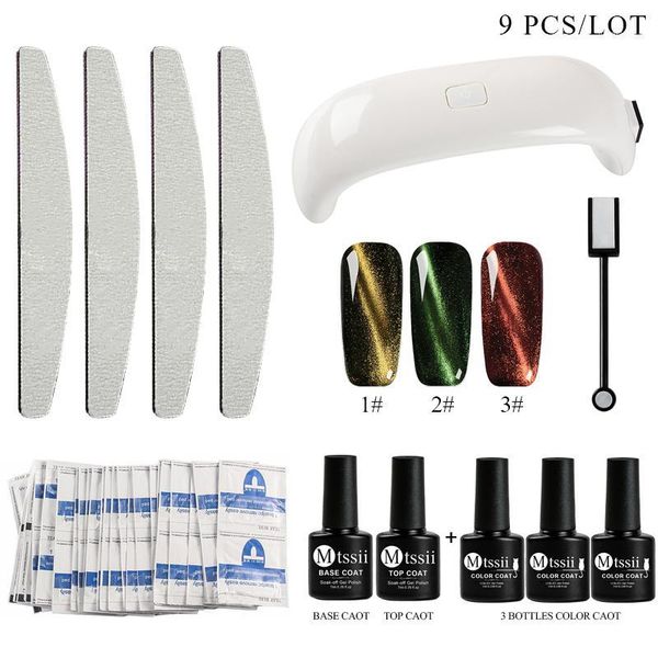 

mtssii manicure set with lamp 9pcs/set uv gel nail polish kit glass cat eye varnish for a lasting nail1, Red;pink