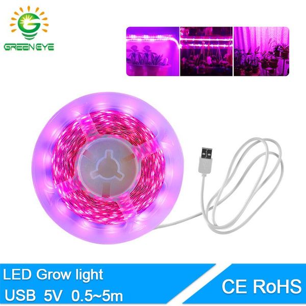 

grow light usb 5v full spectrum led strip1m 2m 3m 4m 5m smd 2835 chip phyto lamp for greenhouse hydroponic plant growing strips