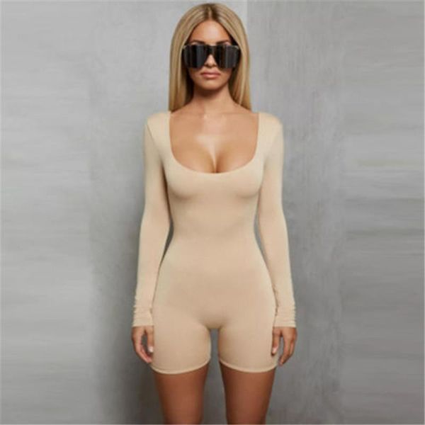 

women's jumpsuits & rompers women skinny romper summer spring long sleeve boat collar bodysuits ladies playsuits jogging biking casual, Black;white