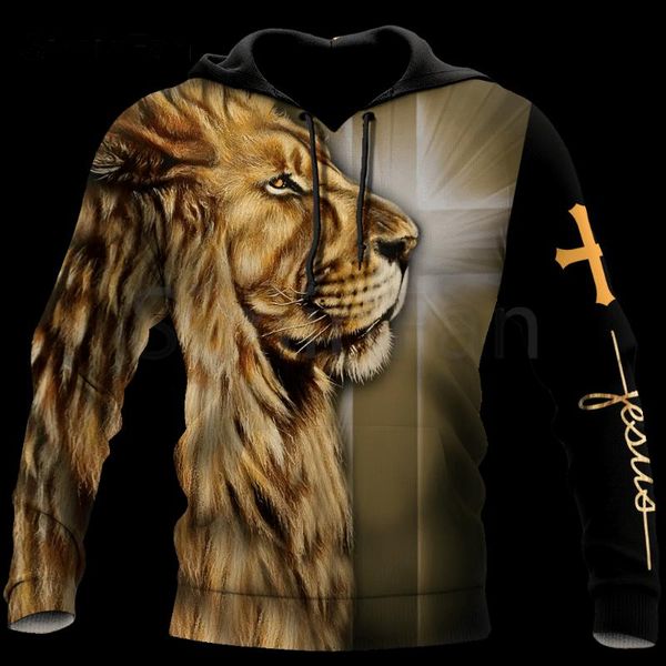 

men's hoodies & sweatshirts mens 3d printed jesus in my heart lion casual sweatshirt harajuku pullover women tracksuits outwear jacke, Black