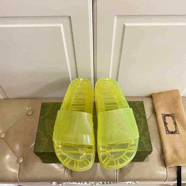 

slippers 2021ss designer slippers men and women night fluorescent slipperss summer transparent couple sandals rubber sole sandalss, Black