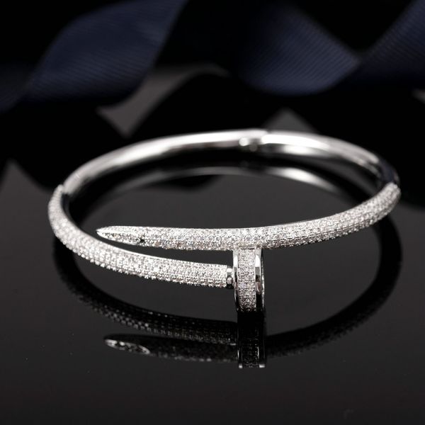 

nail bracelet women man 18k gold plated love bangle full diamond bracelets jewelry for lover gift 17cm 19cm no box, Black