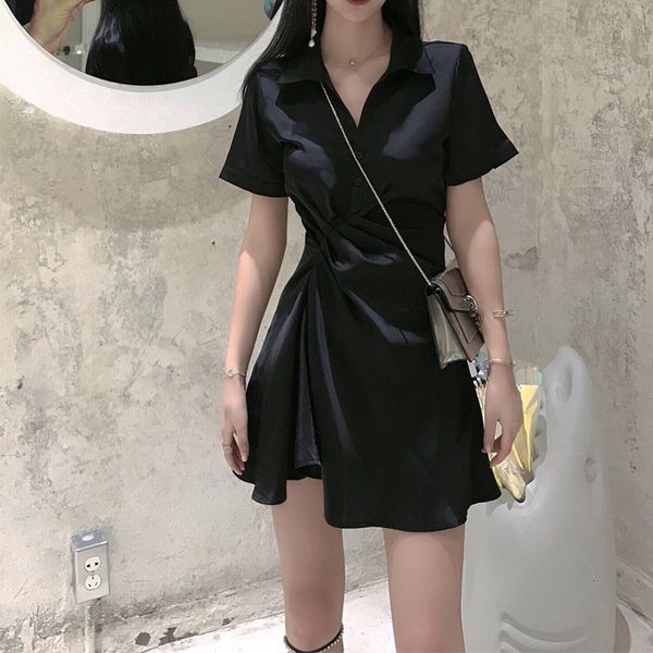 

2021 new women's black uniform color, bending personalized small high waist trapezoidal , series in summer umcl, Black;gray