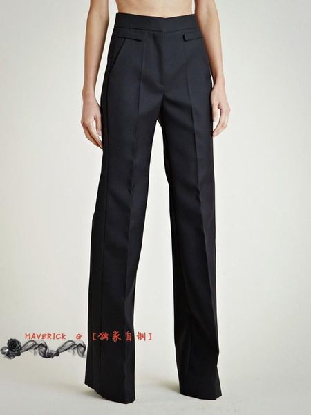 

men's pants european and american style personality wide-leg trousers high waist flare catwalk show stage tide casual pant, Black