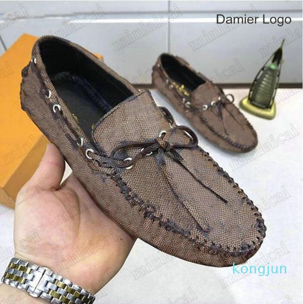 

designer- mens loafers shoes classic italy luxurys business dress loafer leather checkered print mans casual drivers shoe, Black