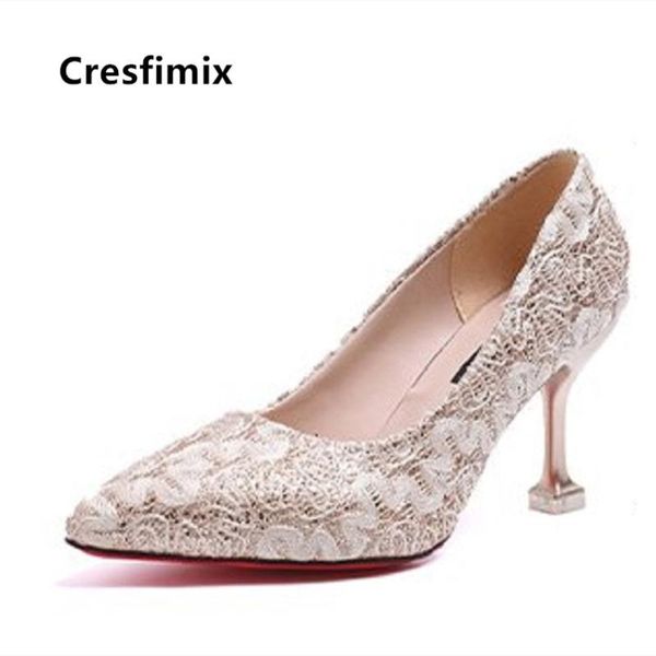 

cresfimix women fashion sweet mesh beige slip on high heel pumps lady wedding quality bombas de mujeres b5046 dress shoes, Black