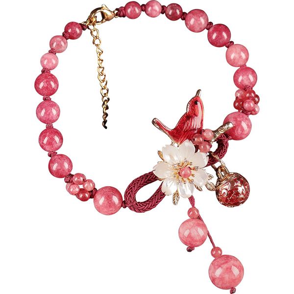 

xianlan110 antique anklets female bells sound gongling coloured glaze ankle chain red rope leash 2021 new national wind restoring, Silver