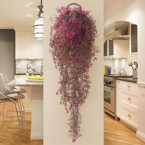

artificial fake silk flower vine hanging wreath jewelry shop window decoration plant family garden wedding decorations decorative flowers &