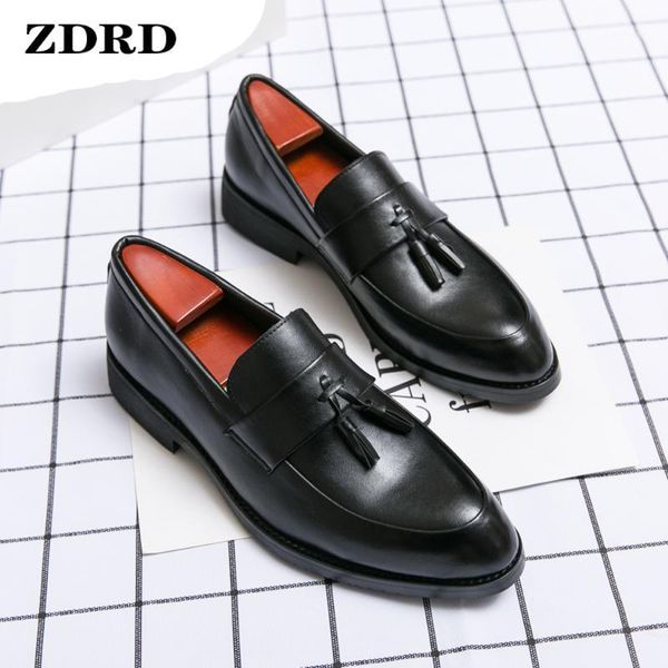 

pointed toe men's loafers luxury tassels leather slip on black formal party dress office daily wedding casual men shoes1