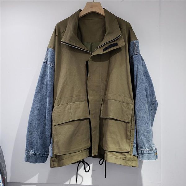 

women's jackets 2021 fall winter patchwork denim loose casual jacket women oversize girls outerwear & coats mujer chaqueta, Black;brown