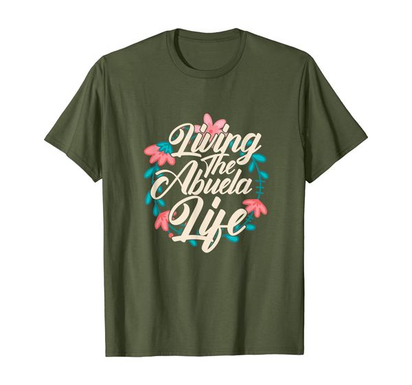 

spanish grandma living the abuela life grandmother floral t-shirt, White;black