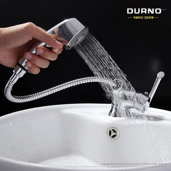 

bathroom sink faucets copper pull-out type cold basin faucet stretchable belt shower counter shampoo1