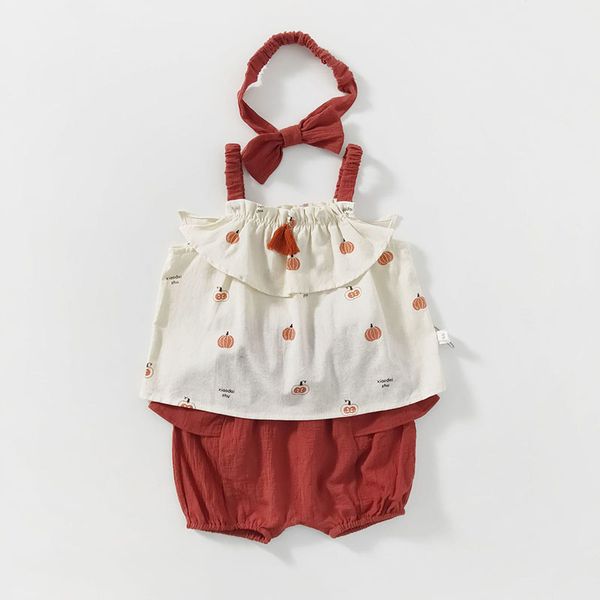 

baby clothing ssets 3pcs set boy pumpkin clothes born summercotton suit 210429, White