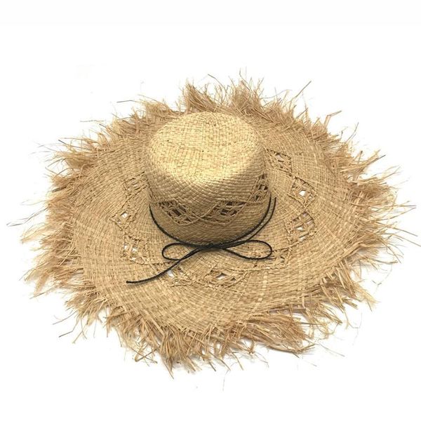 

wide brim hats raffia hat female summer korean version outing all-match beach seaside vacation sun big edge, Blue;gray