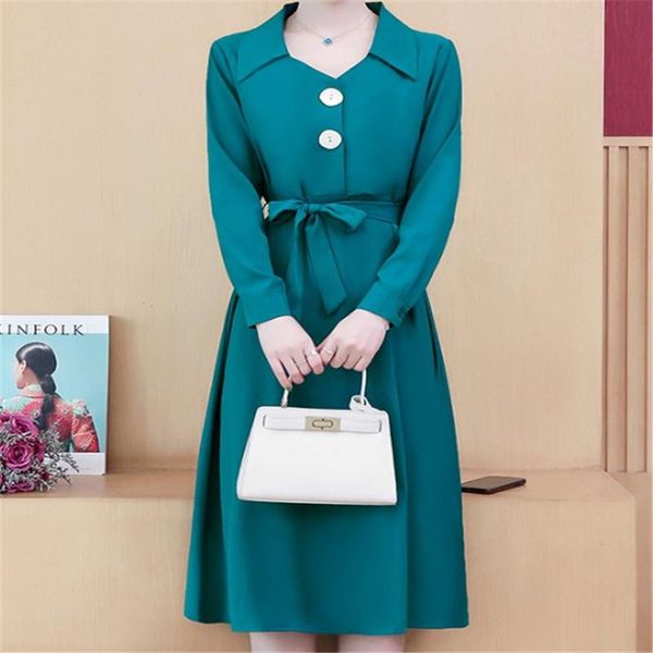 

casual dresses spring dress 2021 fashion temper ament trim loose female, Black;gray